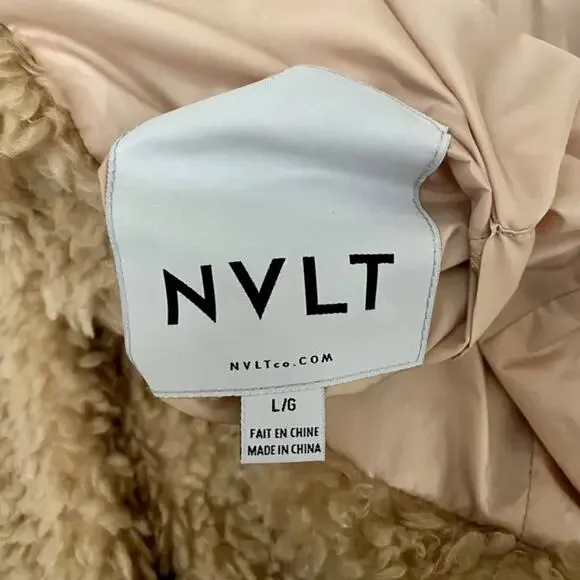 NVLT Reversible Faux Shearling Jacket in Nude, Large - Picture 3 of 12